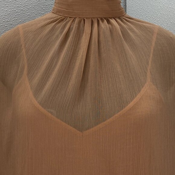 Anthropologie Women’s High-Neck Sheer Long-Sleeve Blouse – Rose Pink – Size XL - Picture 12 of 13